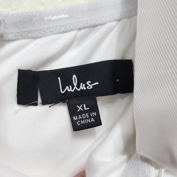 Lulus Utterly Pretty White Bow One-Shoulder Mini Dress with Pockets XL Wedding - Picture 9 of 9